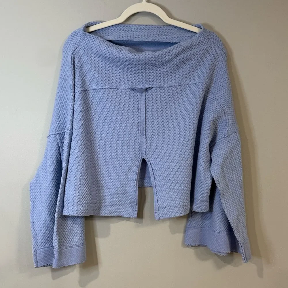 Free People bunny tee pullover waffle knit in blue moon‎ quartz color